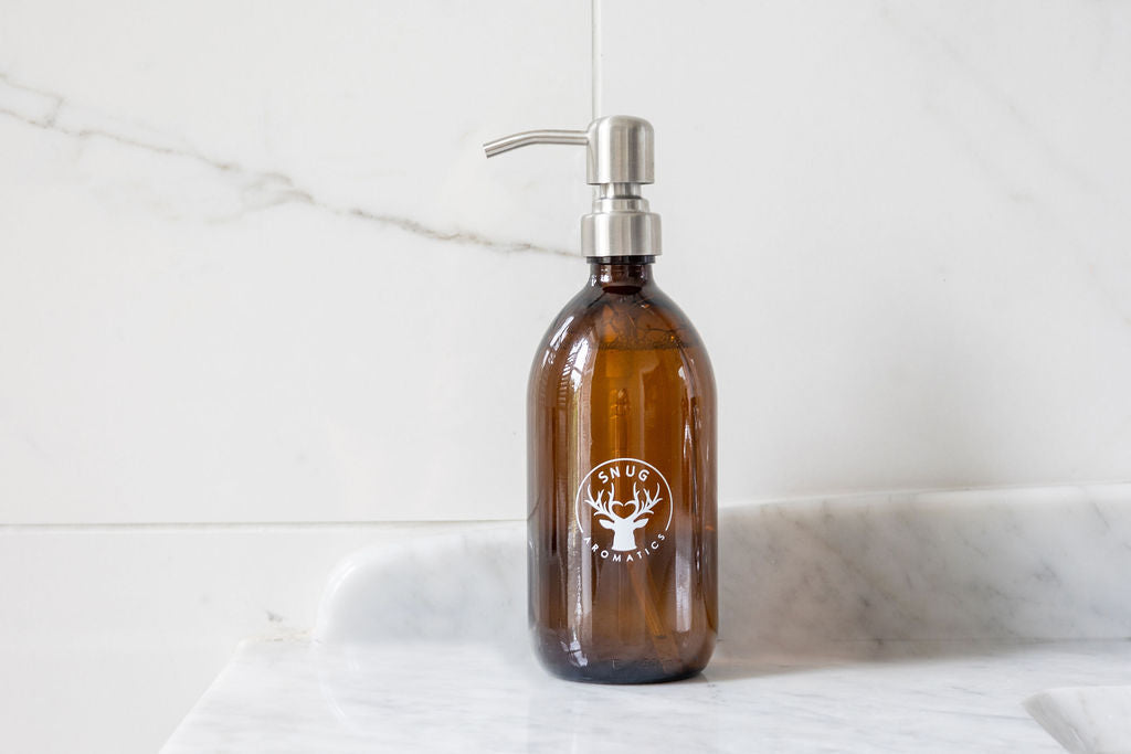 Verbena hair conditioner in amber glass bottle