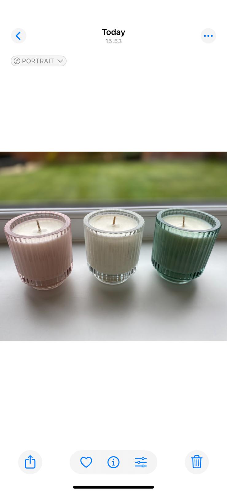 Green ribbed candle