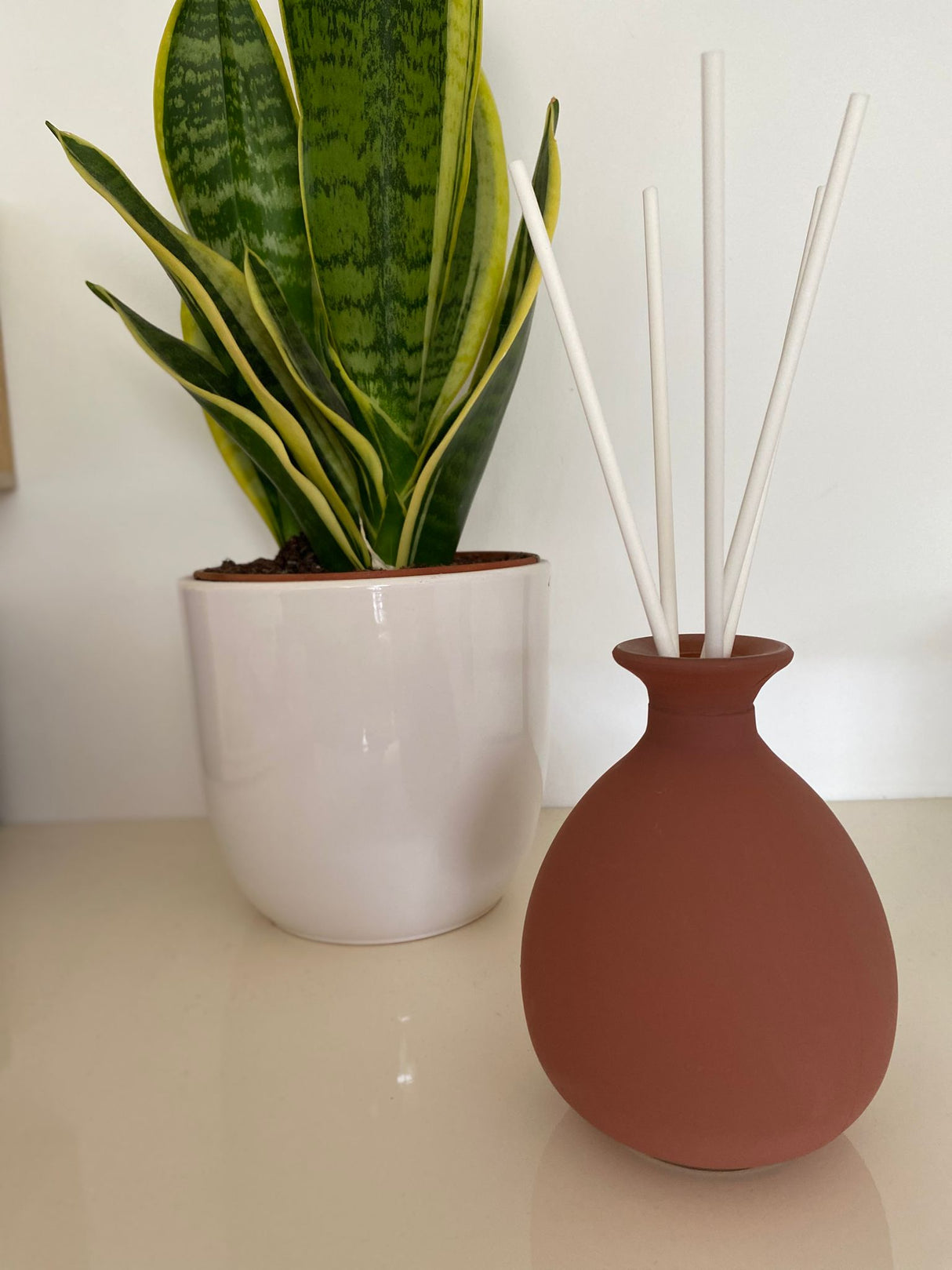 Matt terracotta vase diffuser