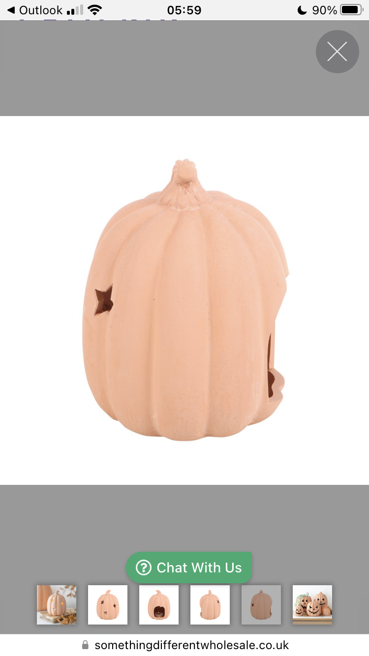 Terracotta pumpkin tea light holder and 6 aromatherapy tea lights.