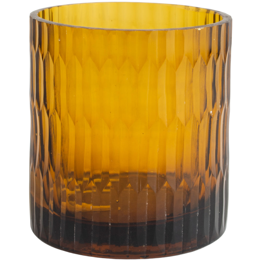 Amber tea light holder with tea light