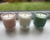 Pink ribbed candle