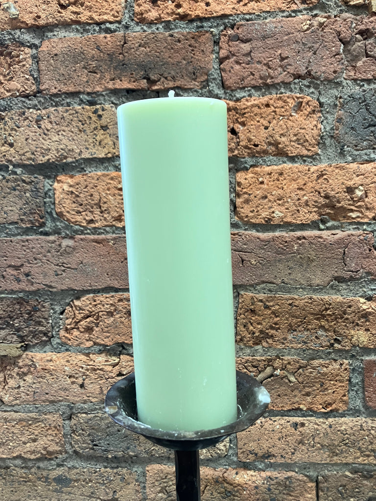 Pastel green pillar candle